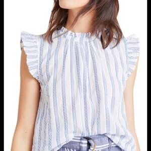 Isabella Sinclair Linen Top Blue and White Stripe Summer Tank Small i344